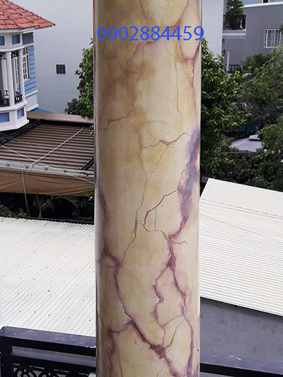 Cột tròn sơn giả đá 3D
