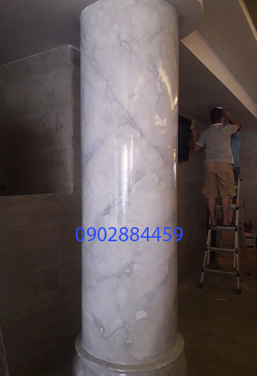Cột tròn sơn giả đá cẩm thạch tại Gò Vấp