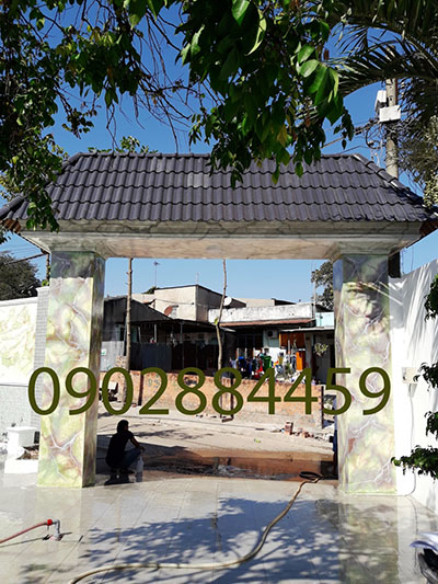sơn giả đá cột cổng