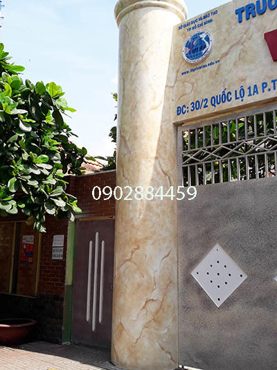 Sơn giả đá cột tròn trường học