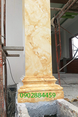 Thi công sơn giả đá cột vuông đẹp